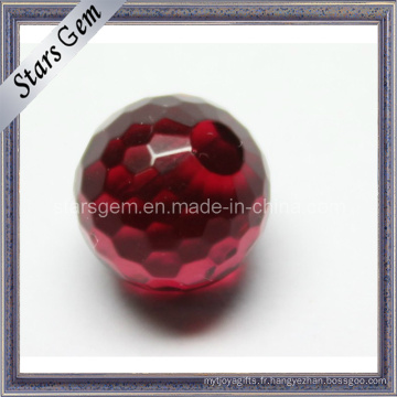 Red Fancy Checker Cut Round Ball avec trou